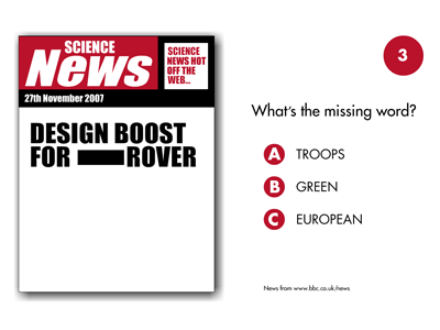 news quiz screen