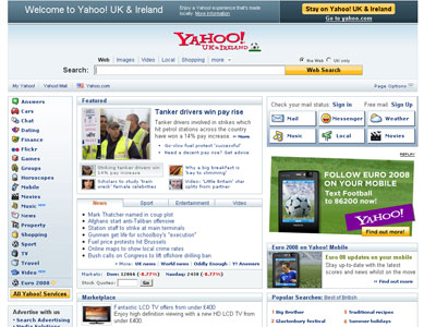 Yahoo front page